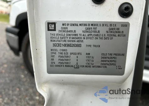 2006 Chevrolet Silverado C1500 from USA, damaged, VIN 3GCEC14X96G263683